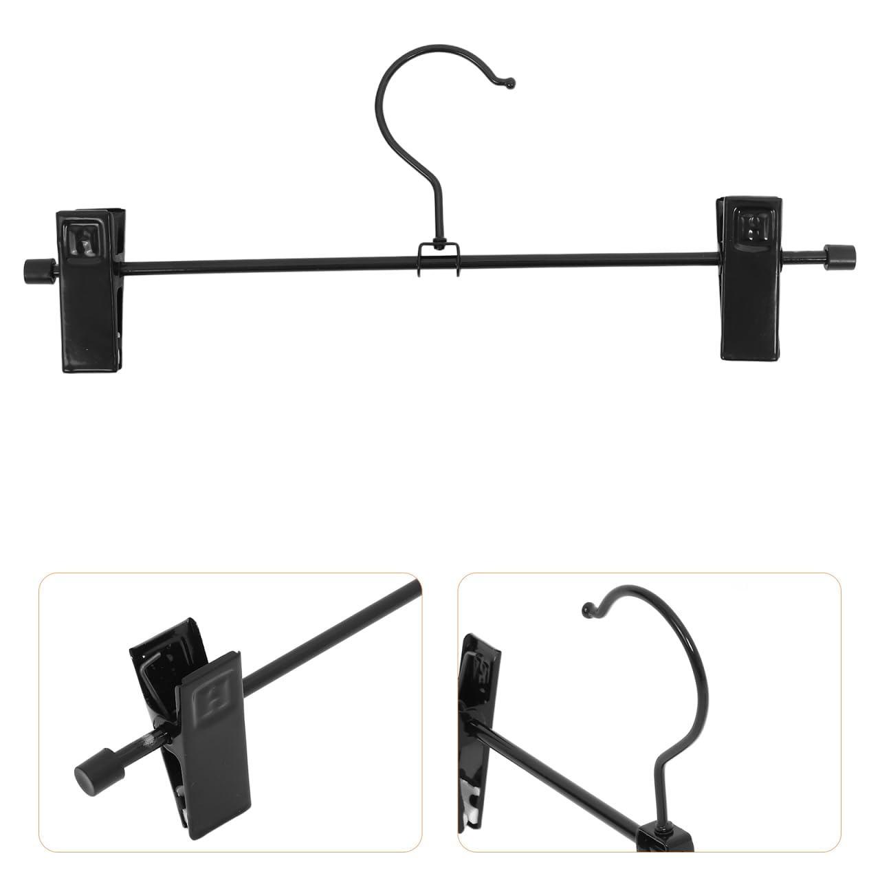 Ciieeo 10 pezzi appendiabiti per pantaloni grucce per gonne con pinzette, gancio per pantaloni, clip per appendere grucce con pinzette, grucce per vestiti, nero in polivinile