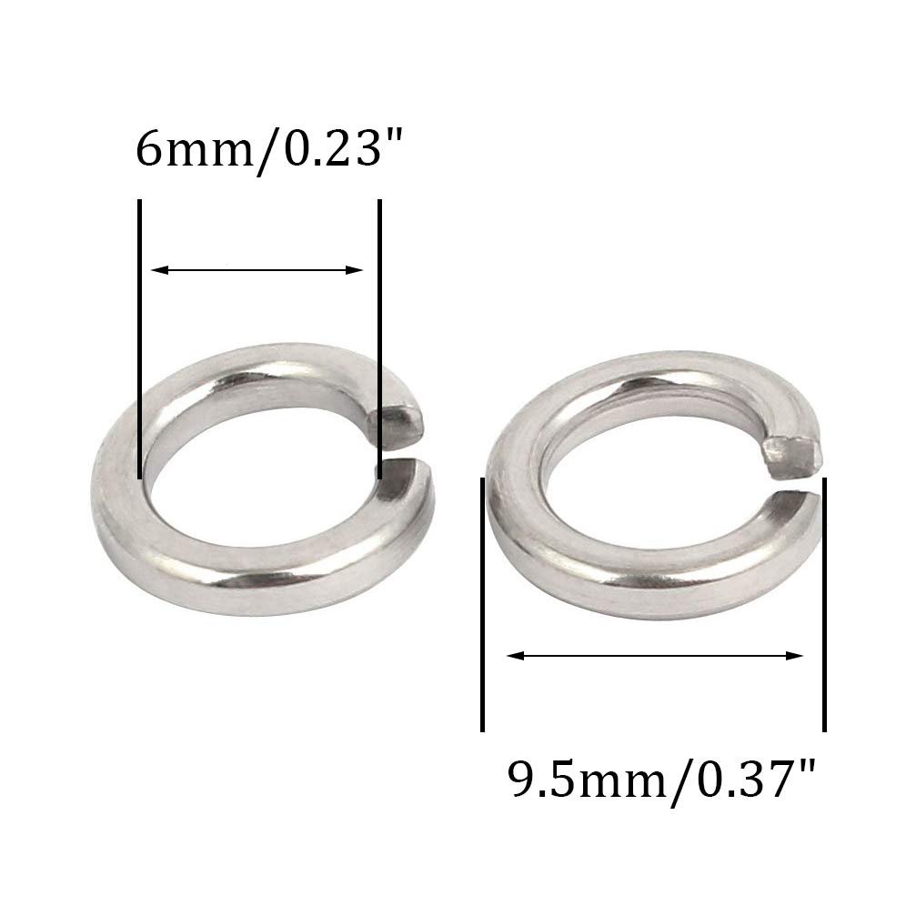 M6 Split Lock Washer, 304 Stainless Steel Spring Lock Washer, 300Pcs