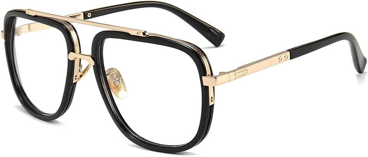 Oversized Square Aviator Sunglasses for Men Pilot Shades Gold Frame Retro Sun Glasses