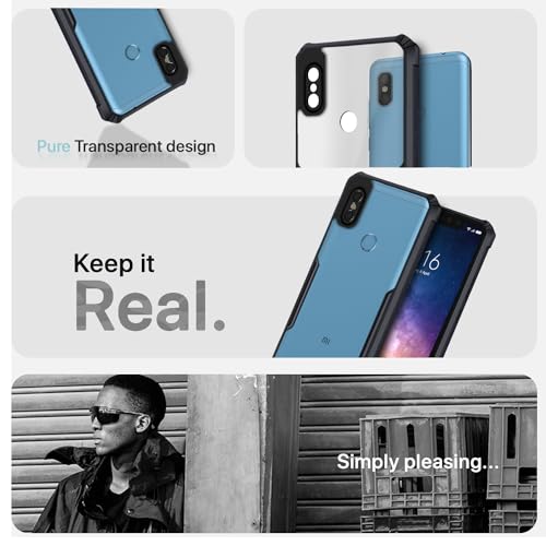 Image of Pikkme Redmi Note 6 Pro Back Cover | Crystal Clear Transparent Back | Ultra Hybrid | Full Camera Protection | Raised Edge | Bumper Back Case (Black)