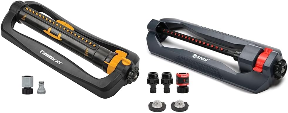 XT Turbo Oscillating Sprinkler & Eden 96213 Lawn & Garden Essential Oscillating Sprinkler | Water Sprinkler for Yard,Covers up to 3,600 sq. ft., Heavy Weight Base