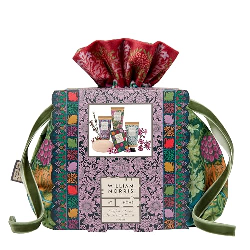 William Morris At Home Hand Creams x3 30ml Guest Soap 50g Velvet Pouch Moisturiser Shea Butter Festive Fragrance Makeup Toiletry Wash Bag Travel Size Vegan and Cruelty Free Beauty Gift