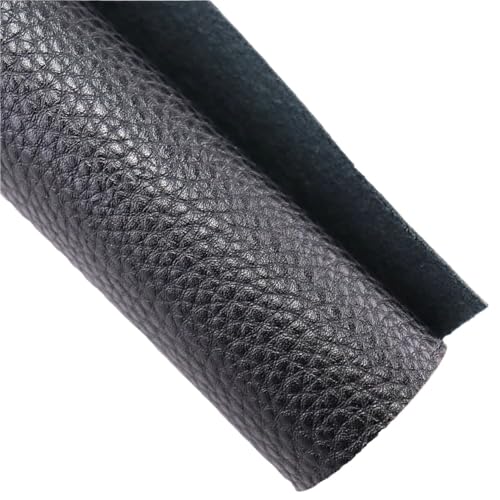 Faux cuir synthétique pour réparer un canapé et siège abîmé, rouleau noir uni 30x134cm