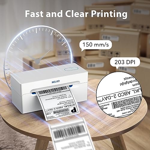 Nelko Bluetooth Thermal Shipping Label Printer, Wireless 4x6 Shipping Label Printer for Small Business, Support Android, iPhone and Windows, Widely Used for Amazon, Ebay, Shopify, Etsy, USPS (White)