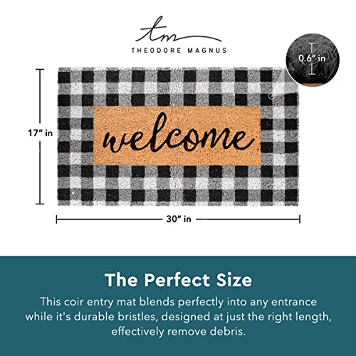 Theodore Magnus Natural Coir Doormat With Non-Slip Backing - 17 X 30 - Outdoor/Indoor - Welcome Mats - Natural - Buffalo Check Welcome - Coir-1730-15-218 #TOP2