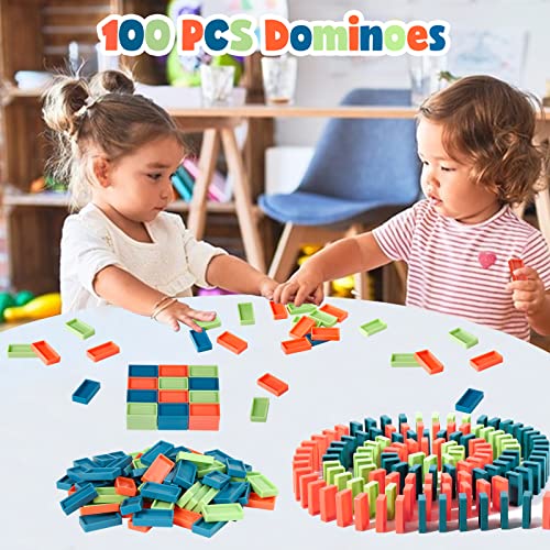 100 Pcs Dominoes Block, Mini Plastic Dominos Accessories For Automatic Domino Train Toy Set, Bulk Dominoes Building And Stacking Toy, Dominoes For Kids Birthday Party Favor, Random Color（No Train） #TOP5