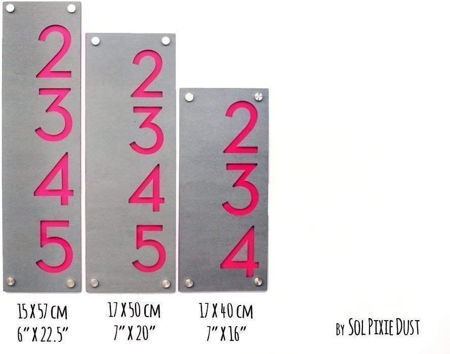 Modern House Numbers - Concrete with White Acrylic - Vertical - Contemporary Home Address - Sign Plaque - Door Number