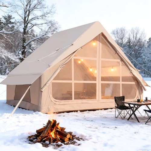 All-Season Inflatable Camping Tents with Skylight and Stove Opening - Quick Setup, Waterproof Oxford Cloth, Ideal for 4-6 People Glamping - Image 7