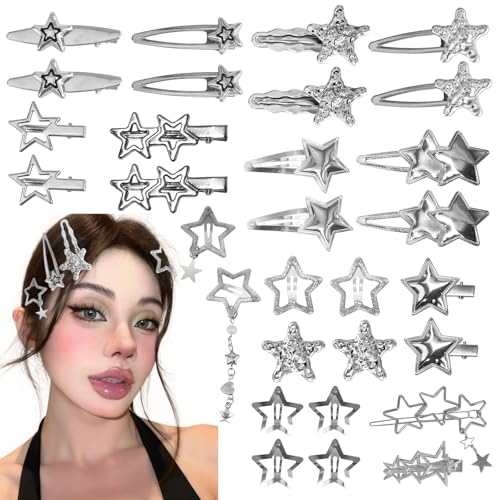 30 piezas pinzas de cabello estilo Y2K plateadas miniatura 1