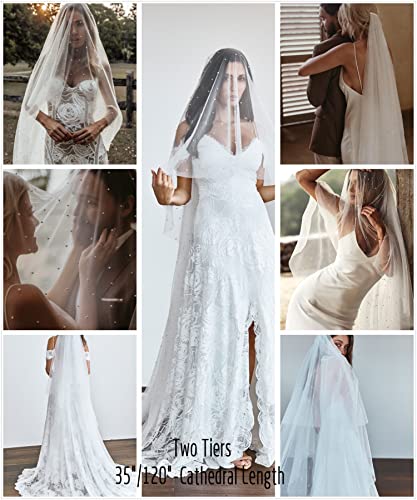 Passat Ivory 1Tier Cathedral Veils Pearl Wedding Veil Ivory Pearl Veils Bridal Veil Pearl Veils For Brides Ivory #TOP4