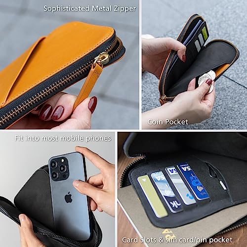 Alto Travel Phone Wallet For Apple Iphone 14, Iphone 14 Plus, Iphone 14 Pro, Iphone 14 Pro Max, Iphone 13 All Series, Iphone 12 All Series Leather Phone Case For Iphone Up To 6.8 Inch (Brown) #TOP5