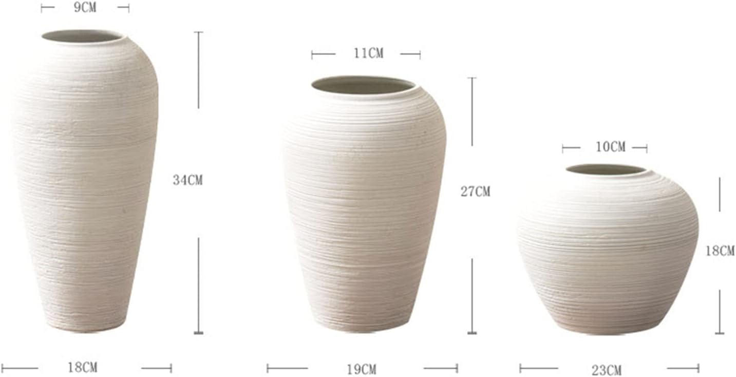 White Ceramic Rectangular Vase for Dried Flowers and Bouquets, Modern Home Decor for Living Room, Dining Room and Kitchen (Size: 23 x 18CM)