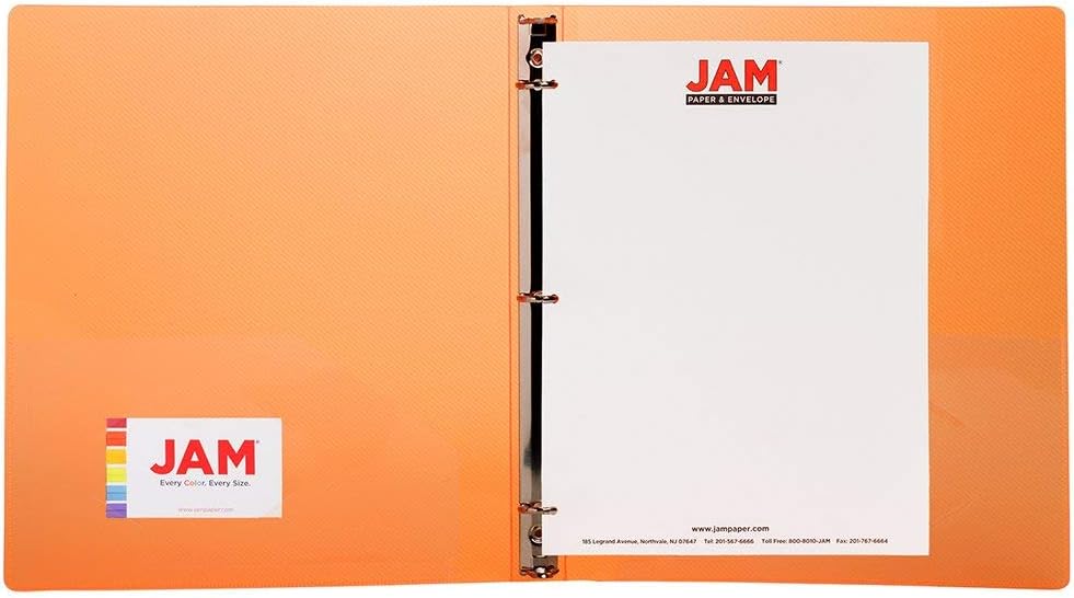 JAM PAPER Plastic 0.75 inch Binders - Assorted 3 Ring Binders (Red, Blue, Green & Orange) - 4/Pack