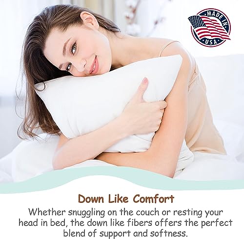 Image of Pillowflex Synthetic Down Pillow Insert 12x22 in - Karate Chop Pillow | Small Rectangle Sham Form, Plush Polyester Cotton Blend, Cloud-Like Comfort, Clump-Resistant Fill, Smooth Elegant Finish