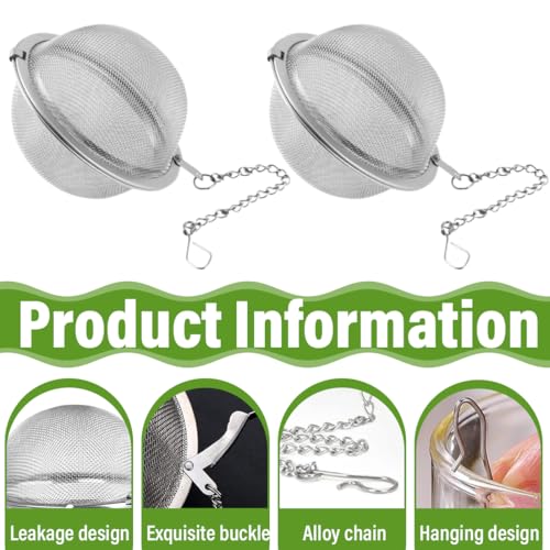 Miniatura 3 de Wufkop 3 Piezas Bolas Infusoras De Acero Inoxidable, Colador De Té Con Cadena Y Gancho, Filtro Reutilizable Para Hojas De Té, Hierbas Y Especias