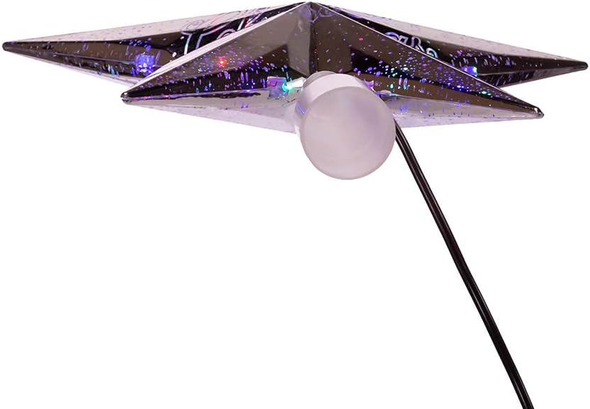 Kurt S. Adler Kurt Adler 18-Light 8-Inch RGB Merry Christmas Silver Star Treetop Tree Topper, Multi, AD2401