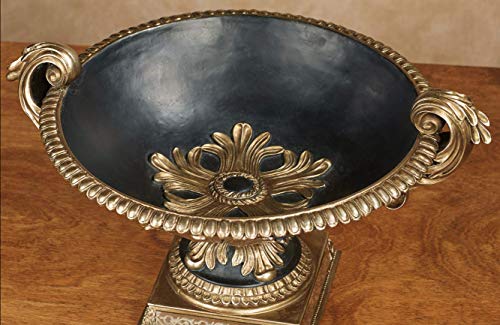 Touch Of Class Camila Decorative Centerpiece Bowl - Black, Gold - Table Top Urn For Bedroom, Living Room, Entryway, Foyer, Sideboard - Acanthus Medallion - Mirror Accents #TOP2