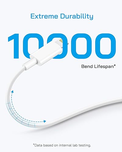 Miniatura 3 de Cargador rápido para iPhone 14, 13, 12, certificado MFi, paquete de 3 cables Lightning USB C de 20 W, cargador de pared PD de 6 pies, adaptador de