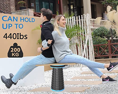 Image of ALEVMOOM Upgraded Portable Collapsible Folding Stool with Cushion Retractable Telescoping Stool for Adults Sturdy Capacity 440lbs Camping Chair for Outdoor Hiking Garden BBQ with Bag
