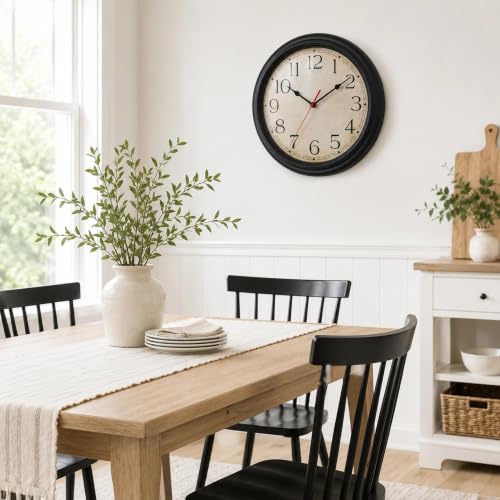 Image of KECYET Wall Clocks Battery Operated Silent Small Vintage for Kitchen | Vintage Wall Clock; Analog Silent non Ticking; Kitchen Living Room Home Office Bathroom Bedroom