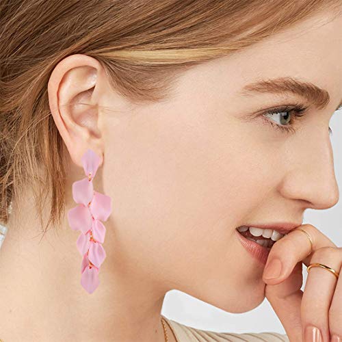 GVUSMIL Acrylic Rose Petal Drop Dangle Earrings Bohemian Resin Square/Oval/Hoop/Flower/Heart Statement Earrings for Women Gifts2
