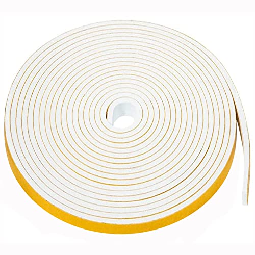 NAVK 8m Nastro sigillante autoadesivo 12 mm x 3 mm in gommapiuma per porte e finestre, guarnizione in gomma per sigilli collisione, isolamento acustico, bianco