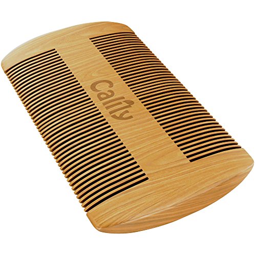 Calily Genuine Handcrafted Sandalwood Comb for Men – Pocket Size Mustache and Beard Comb with Premium Synthetic Leather Case / Ultra-Smooth Combing; No Static or Snagging