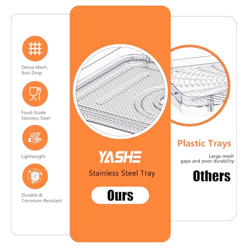 YASHE Dörrautomat mit Edelstahlgitter, 5-lagiger Dörrgerät, 400W Dehydrator mit Timer für Fleisch, Obst, Gemüse, Kräuter und Hundesnacks – Bild 4