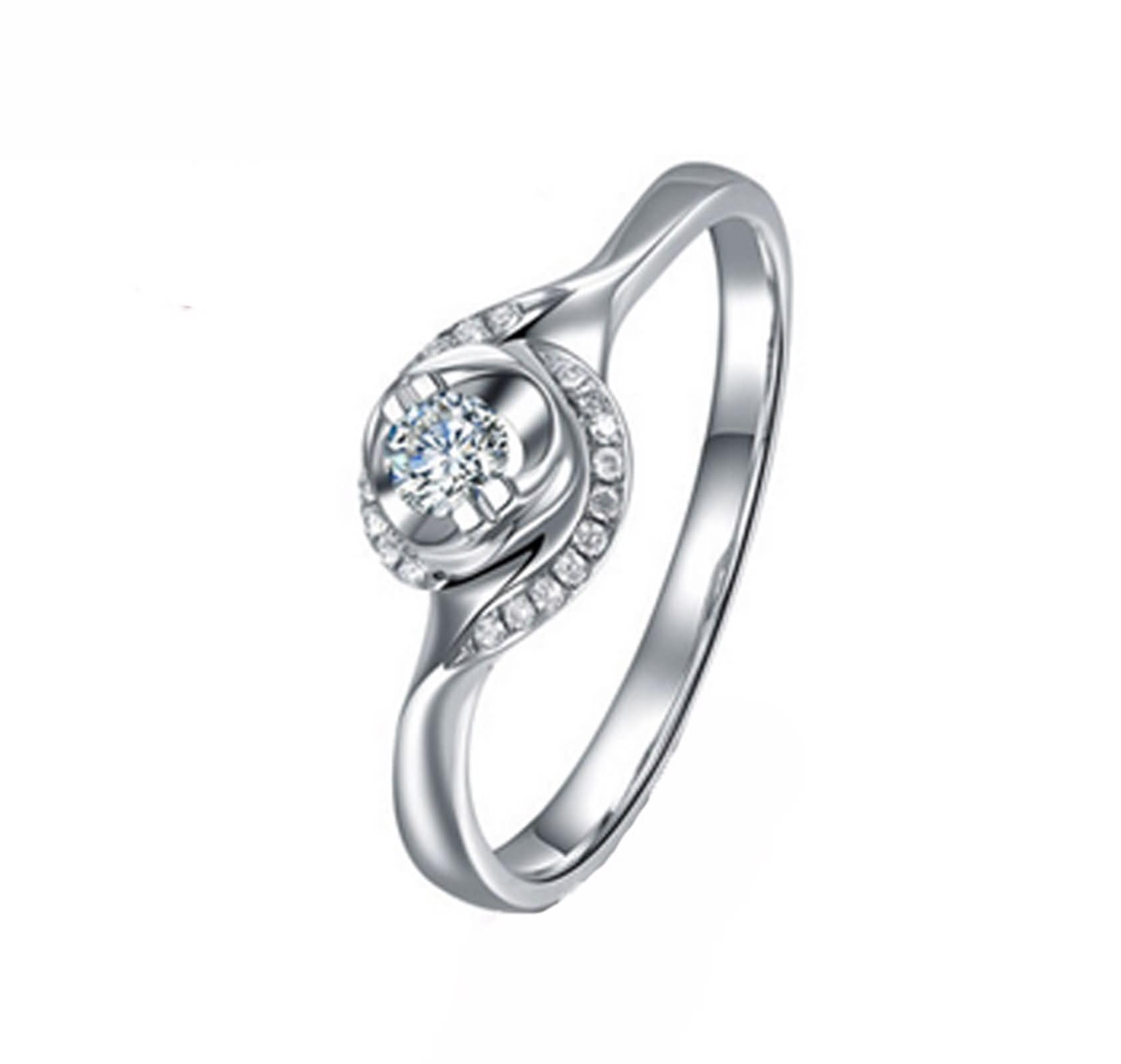Verlobungsringe Ring 750 Weißgold 9 Karat / 14 Karat / 18 Karat Damen, Rund mit Diamant 0,07 Karat, Silber Damen Ringe Verlobung
