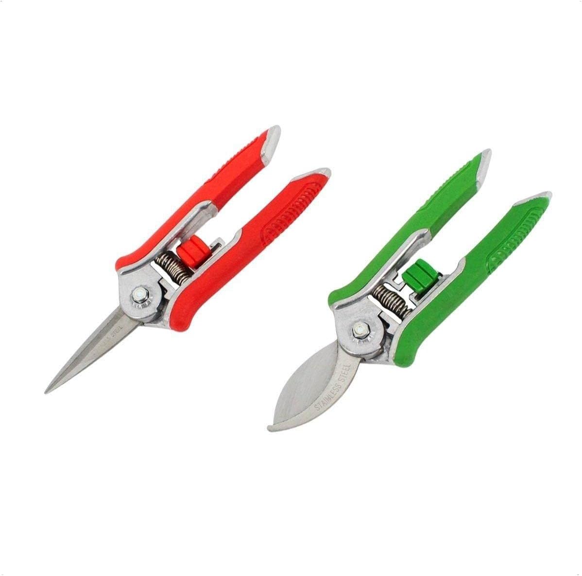 YYTECH Gartenschere Set - 2 Stück Praktische Blumenscheren Aus Edelstahl Für Garten, Obst & Cannabis