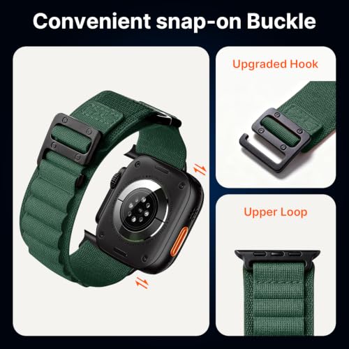 Image of Fullmosa Nylon Alpine Loop Strap for Apple Watch 49 46 45 44 42mm, Green