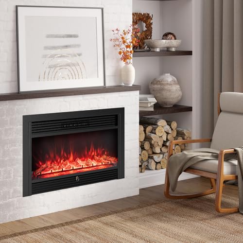 TANGZON Recessed Electric Fireplace, Wall Mounted Freestanding Fire Heater with Flame Colors, Brightness, Remote Control & Thermostat - Image 10