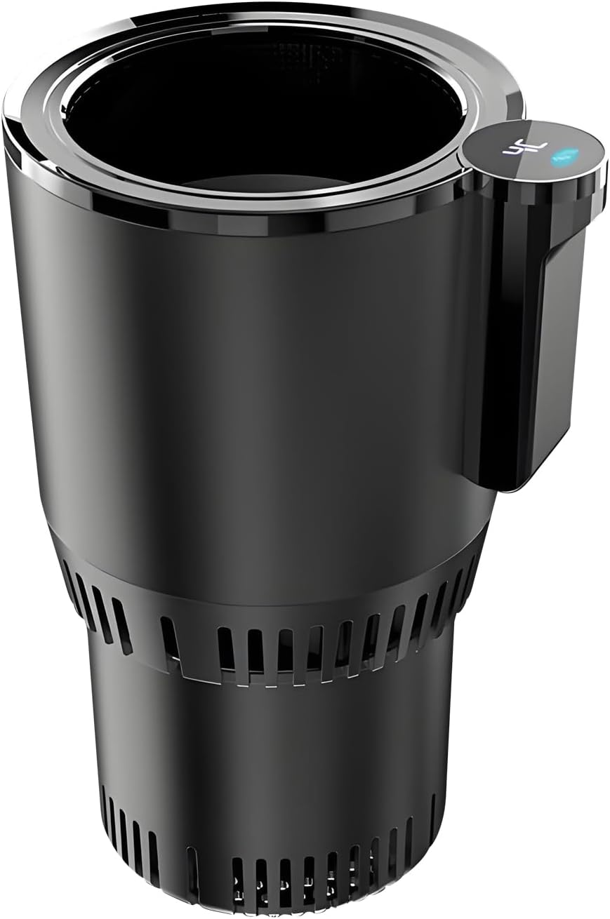 2-in-1 Smart Car Cup Holder, Drinks Cooler and Warmer, Beverage Chilling or Heating, LED Temperature Display, Touchscreen Control, for RV, Road Trip, Commuting(12V 36W, Black)