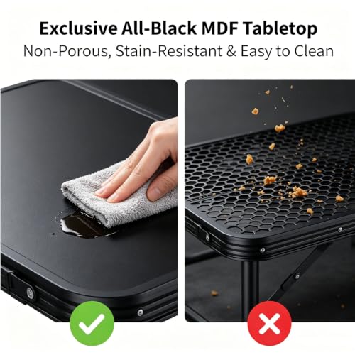 HOMGEN Mesa Plegable Pequeña para Camping con 3 Alturas, Mesa Portátil para Picnic al Aire Libre con Escritorio MDF Ligero 2.25kg - 66lbs para Picnic Playa RV Estudio Interior Escritorio de Trabajo – Fácil de Montar y Limpiar miniatura 5