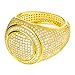 metaltree98 Iced Out Men Luxury Gold Tone All Around CZ Band Double Round Pinky Ring G 15644