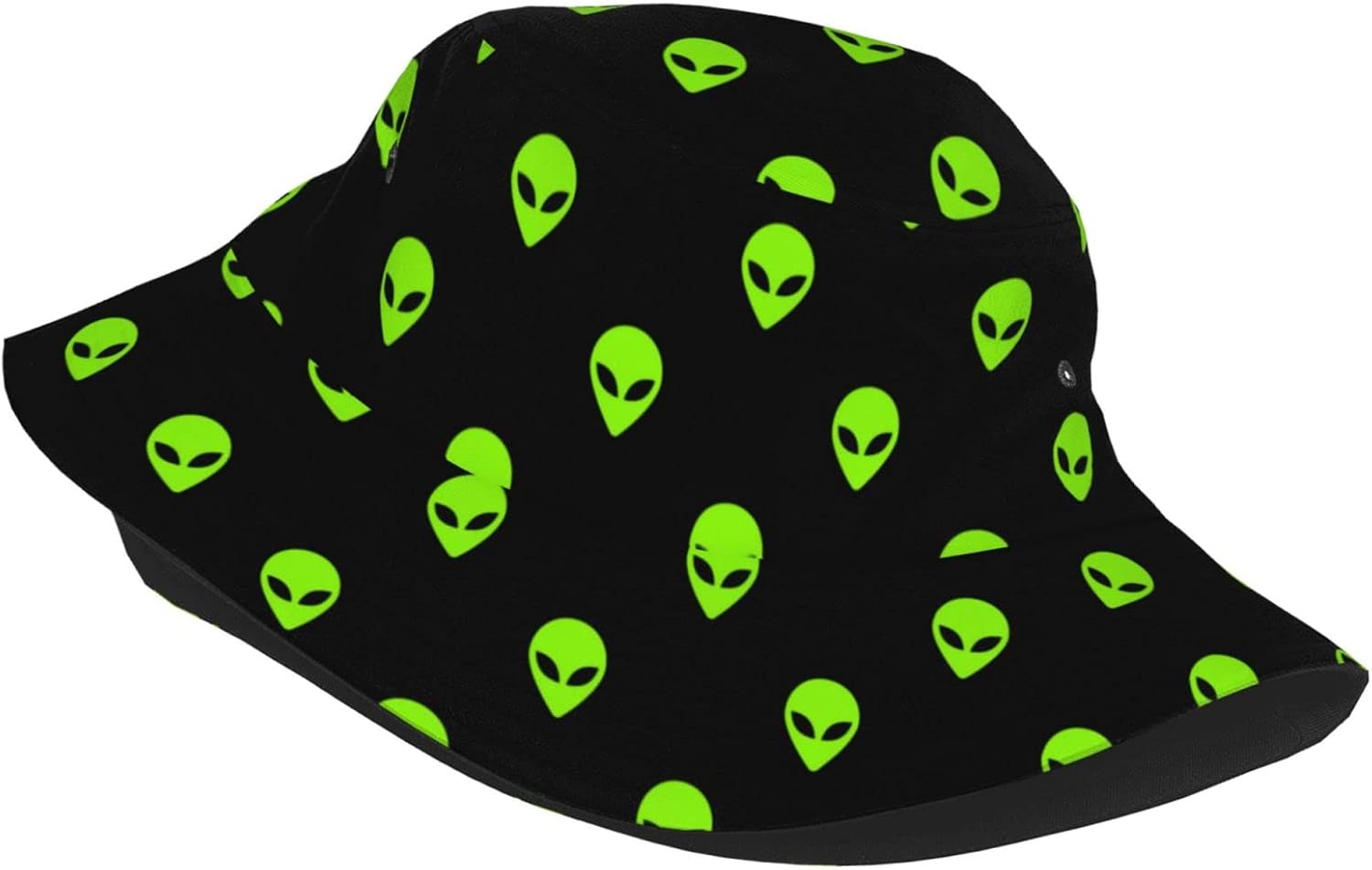 Alien Cool Black Green Print Bucket Hat Fisherman Fishing Sun Cap for Adult Women Men Girl Boy Unisex - Image 2