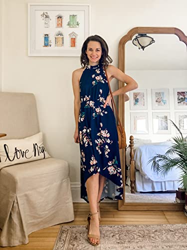 Kilig Women’s Summer Sleeveless Halter Maxi Dress Causal Floral Beach Boho Sundress With Pockets(Floral-D, Large) #TOP1