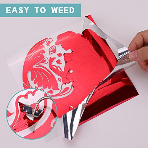 Image of HTVRONT Red Chrome Permanent Vinyl - 12 inch x 10FT Mirror Metallic Red Permanent Adhesive Vinyl Compatible with Cricut Cutting Machine - Easy to Weed & Transfer