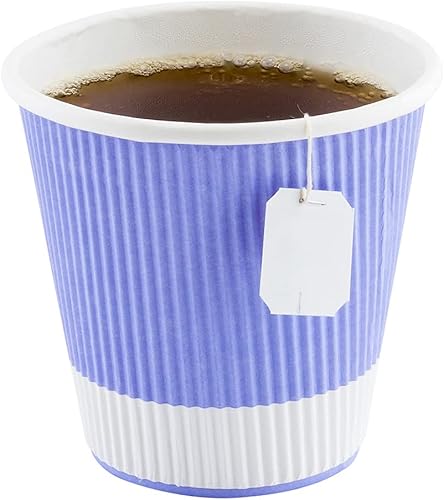 Vista 65 de Vasos de café de papel aislado de pared corrugada, 8 oz, Anaranjado