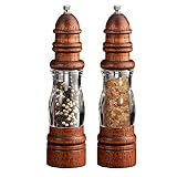 Funly mee 8.5inch Acrylic and Wooden Salt and Pepper Grinder Set, Manual Pepper Mill Sets Salt Grind