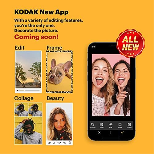 Kodak C210R Mini Shot 2, Instant Camera Bunde, Compatible with iOS & Android, Bluetooth Wireless, 4Pass Printing Technology, 68 Photos Included (2.1x3.4"), Yellow