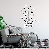 Ungiftig umweltschutz guijiumai Paris Frankreich Turm Wandtattoo Liebe Herz Design Wandaufkleber Home Schlafzimmer Dekor Romantische Paris Tapete Vinyl Wand 54X84CM