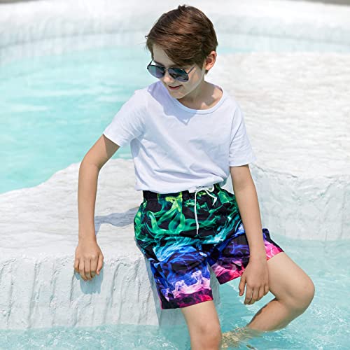 Uideazone Teens Boys Swim Trunks 3D Flame Graphic Waterproof Quick Dry Board Short Swimwear For Beach Party Vacation thumb #3