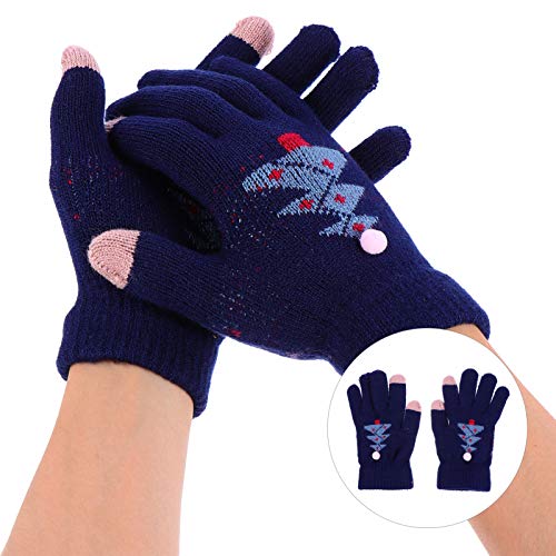 KESYOO 1 par de Luvas Infantis de Natal Tricotadas de PelÃºcia Forrado de Ãrvore de Natal Luvas de D