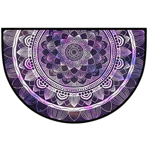 Half Round Doormat Tribe Mandala Galaxy Non-Slip Half Circle Area Rug Durable Washable Runner Mat For Living Room Bedroom Indoor Outdoor Kitchen Floor Home Decor Half Moon Rug #TOP4