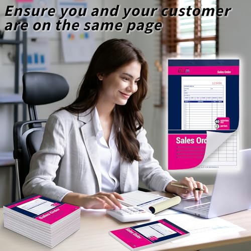 20 Pack Sales Order Book Bulk, 2-Part Carbonless Receipt Form Invoice, White/Yellow, 5-7/16 x 8-7/16 Inches,General Purpose Sales Book for Small Businesses and Service Providers, 40 Sets per Book