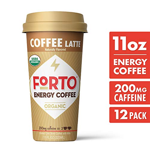 FORTO Energy Coffee â€“ 200mg Caffeine, Coffee Latte, Delicious & Organic Energy, Ready-To-Drink 11 Fl Oz, Pack of 12