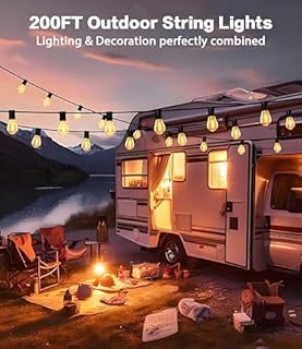 Tenmiro 200FT LED Outdoor String Lights with Remote, 74+2 Shatterproof Bulbs Dimmable Timing 3 Light Modes Outside Patio Lights for Backyard Porch Deck Garden Balcony Pool party Hanging Lighting Decor