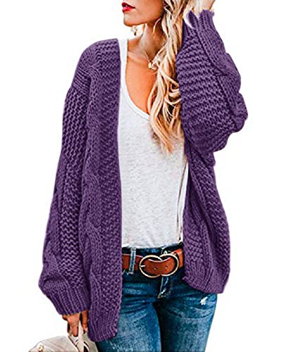 Image of Womens Oversized Chunky Open Front Cardigan Sweaters Cable Knit Long Sleeve Cardigans Outwear Coats
