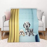 Coperta Morbida In Microfibra Flanella – 150x130 Cm – Calda, Leggera, Con Fantasia Cane – Per Divano, Letto, Picnic